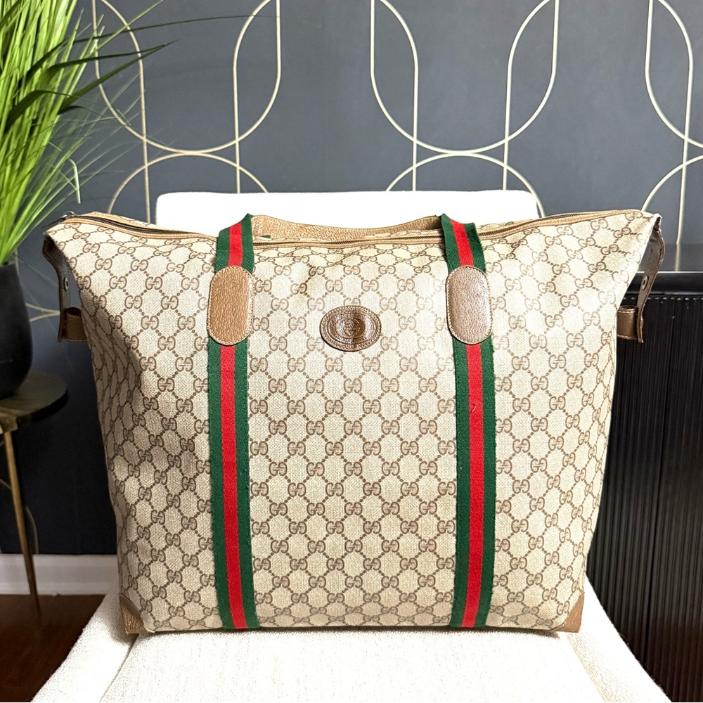 Gucci authentic XL tote bag weekender travel bag brown monogram coated canvas - Picture 2 of 16